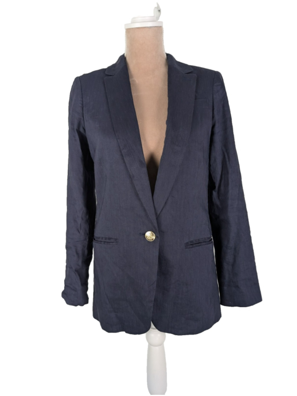 J.Crew Alfie Linen Blazer Size 2 Navy Mario Bellucci Italian Preppy Nautical